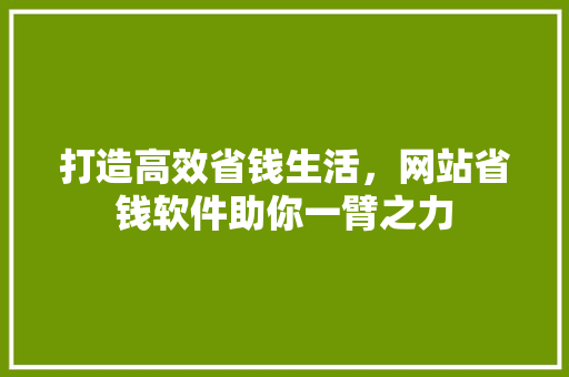 打造高效省钱生活，网站省钱软件助你一臂之力