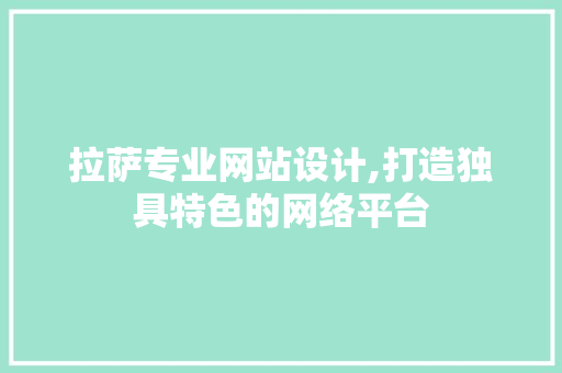 拉萨专业网站设计,打造独具特色的网络平台