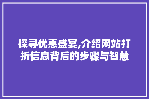 探寻优惠盛宴,介绍网站打折信息背后的步骤与智慧