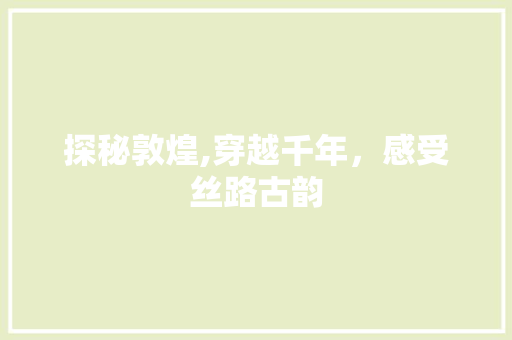 探秘敦煌,穿越千年，感受丝路古韵