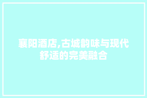 襄阳酒店,古城韵味与现代舒适的完美融合