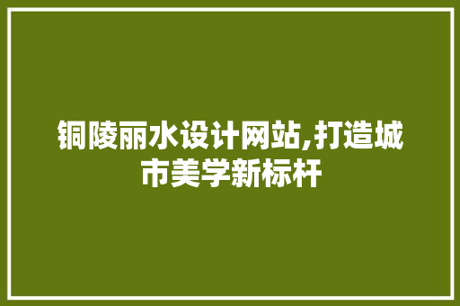 铜陵丽水设计网站,打造城市美学新标杆