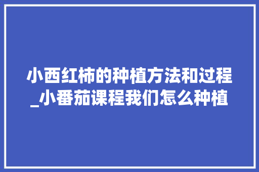 小西红柿的种植方法和过程_小番茄课程我们怎么种植的 小西红柿的种植方法和过程_小番茄课程我们怎么种植的 农业常识