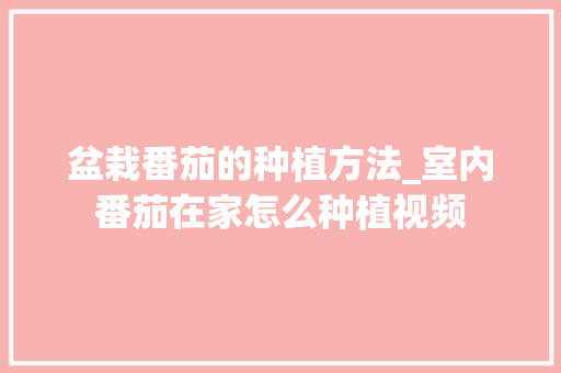 盆栽番茄的种植方法_室内番茄在家怎么种植视频 盆栽番茄的种植方法_室内番茄在家怎么种植视频 番茄种植技巧
