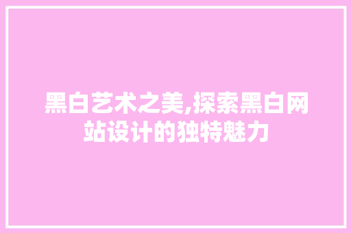 黑白艺术之美,探索黑白网站设计的独特魅力