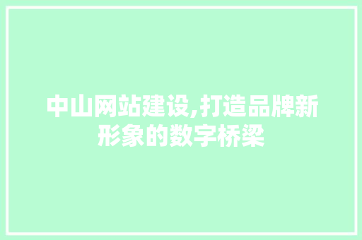 中山网站建设,打造品牌新形象的数字桥梁