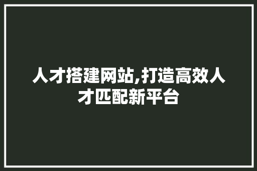 人才搭建网站,打造高效人才匹配新平台