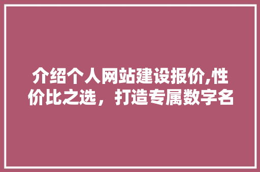 介绍个人网站建设报价,性价比之选，打造专属数字名片