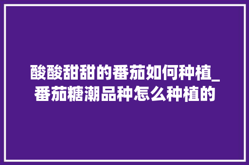 酸酸甜甜的番茄如何种植_番茄糖潮品种怎么种植的 酸酸甜甜的番茄如何种植_番茄糖潮品种怎么种植的 种植技巧