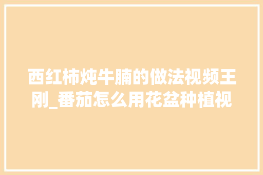 西红柿炖牛腩的做法视频王刚_番茄怎么用花盆种植视频教程