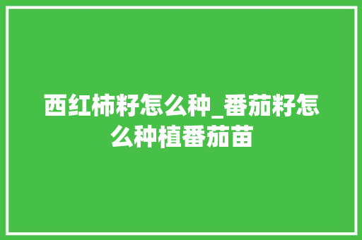 西红柿籽怎么种_番茄籽怎么种植番茄苗 西红柿籽怎么种_番茄籽怎么种植番茄苗 农业常识
