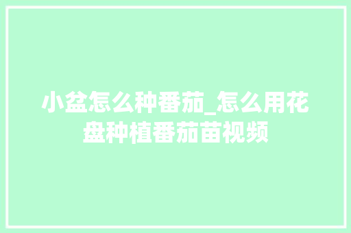 小盆怎么种番茄_怎么用花盘种植番茄苗视频 番茄种植技巧 小盆怎么种番茄_怎么用花盘种植番茄苗视频 小盆怎么种番茄_怎么用花盘种植番茄苗视频 番茄种植技巧