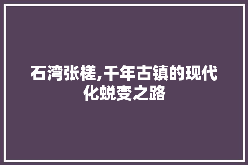 石湾张槎,千年古镇的现代化蜕变之路