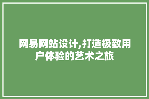 网易网站设计,打造极致用户体验的艺术之旅