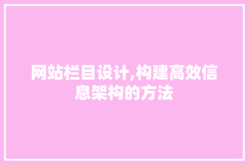 网站栏目设计,构建高效信息架构的方法