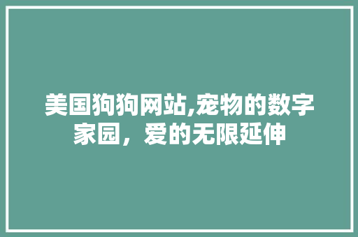 美国狗狗网站,宠物的数字家园，爱的无限延伸