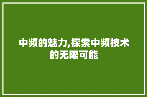 中频的魅力,探索中频技术的无限可能