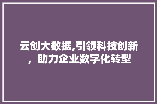 云创大数据,引领科技创新，助力企业数字化转型