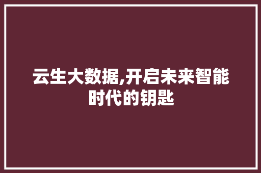 云生大数据,开启未来智能时代的钥匙