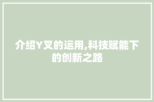 介绍Y叉的运用,科技赋能下的创新之路