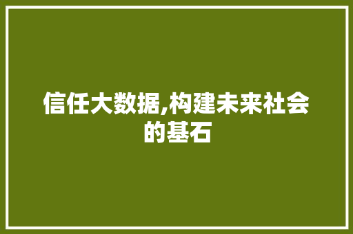 信任大数据,构建未来社会的基石 土壤施肥