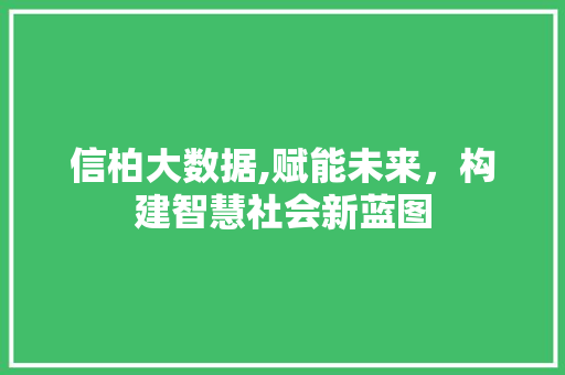 信柏大数据,赋能未来，构建智慧社会新蓝图 种植技巧