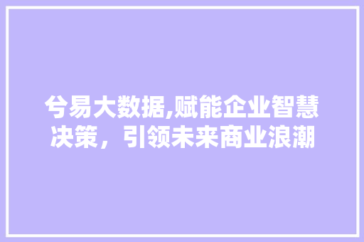 兮易大数据,赋能企业智慧决策，引领未来商业浪潮