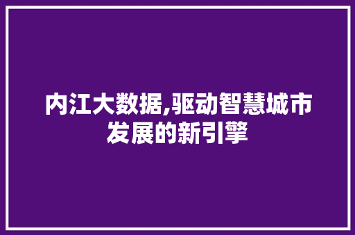 内江大数据,驱动智慧城市发展的新引擎