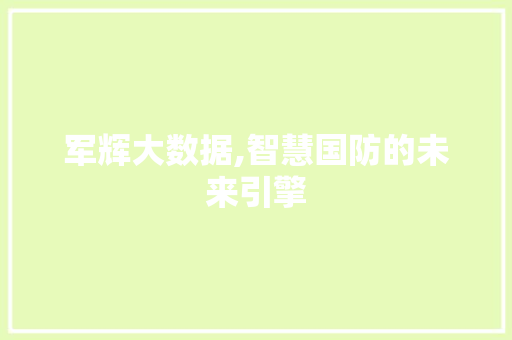 军辉大数据,智慧国防的未来引擎