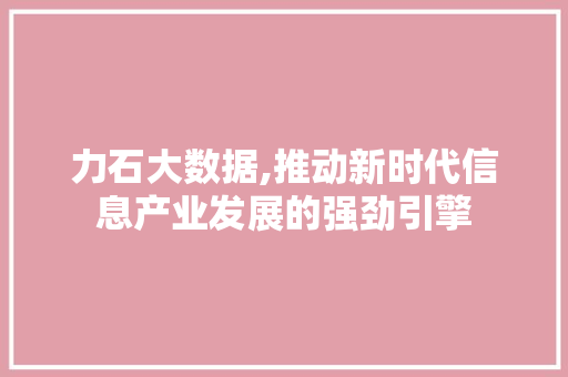 力石大数据,推动新时代信息产业发展的强劲引擎 番茄种植技巧