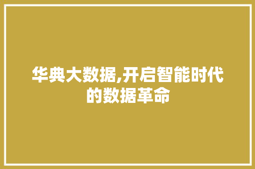 华典大数据,开启智能时代的数据革命