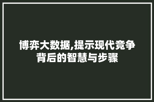 博弈大数据,提示现代竞争背后的智慧与步骤