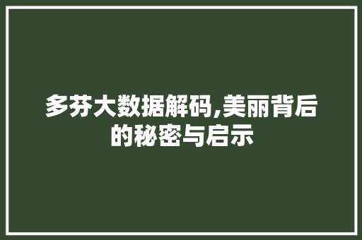 多芬大数据解码,美丽背后的秘密与启示