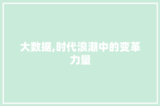 大数据,时代浪潮中的变革力量