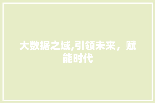 大数据之域,引领未来，赋能时代