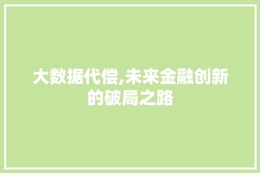 大数据代偿,未来金融创新的破局之路