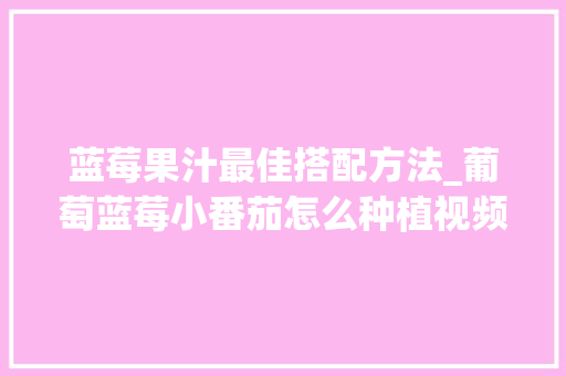 蓝莓果汁最佳搭配方法_葡萄蓝莓小番茄怎么种植视频