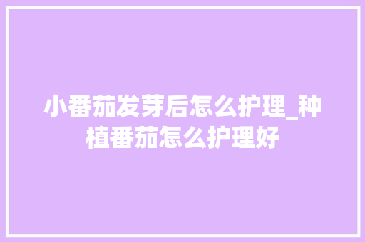 小番茄发芽后怎么护理_种植番茄怎么护理好 小番茄发芽后怎么护理_种植番茄怎么护理好 农业常识