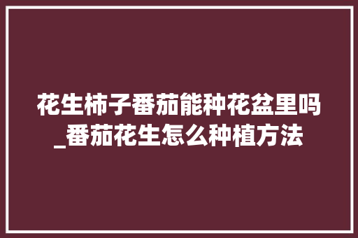 花生柿子番茄能种花盆里吗_番茄花生怎么种植方法 花生柿子番茄能种花盆里吗_番茄花生怎么种植方法 种植技巧