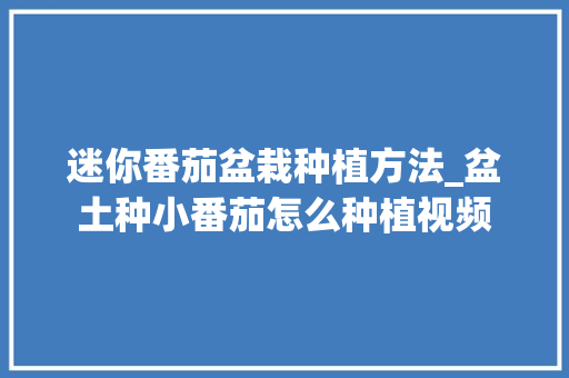 迷你番茄盆栽种植方法_盆土种小番茄怎么种植视频