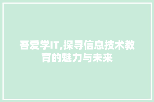 吾爱学IT,探寻信息技术教育的魅力与未来