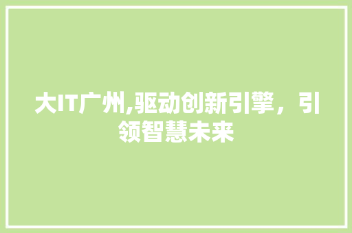 大IT广州,驱动创新引擎，引领智慧未来