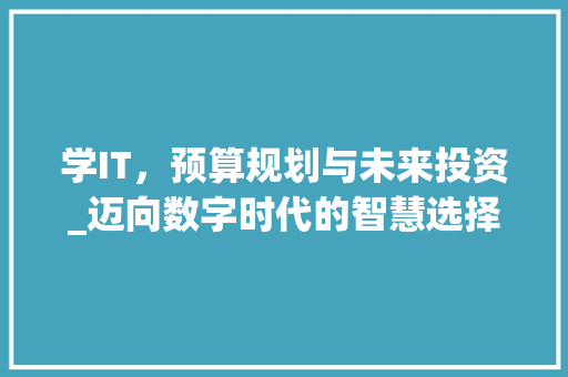 学IT，预算规划与未来投资_迈向数字时代的智慧选择