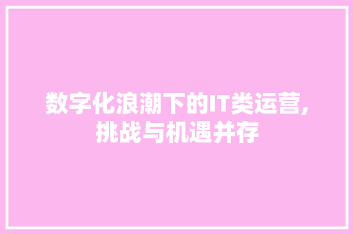 数字化浪潮下的IT类运营,挑战与机遇并存