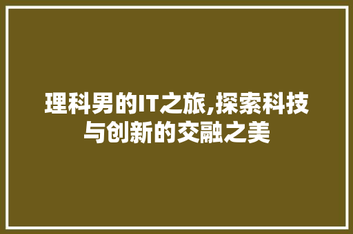 理科男的IT之旅,探索科技与创新的交融之美