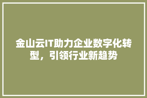 金山云IT助力企业数字化转型，引领行业新趋势
