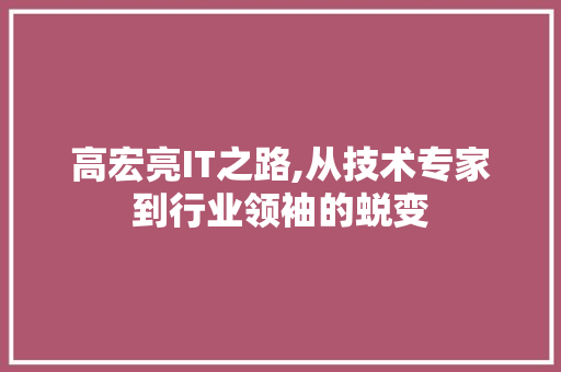 高宏亮IT之路,从技术专家到行业领袖的蜕变 番茄病虫害防治