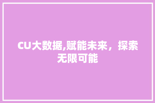 CU大数据,赋能未来，探索无限可能