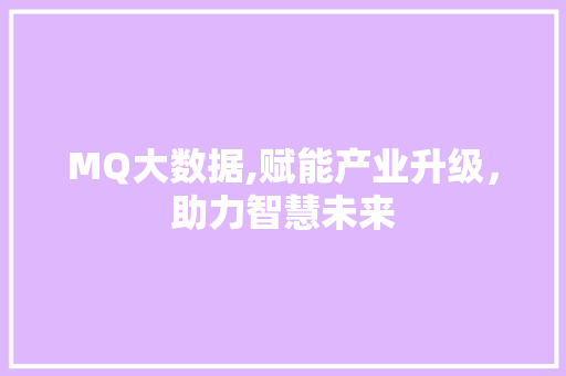 MQ大数据,赋能产业升级，助力智慧未来