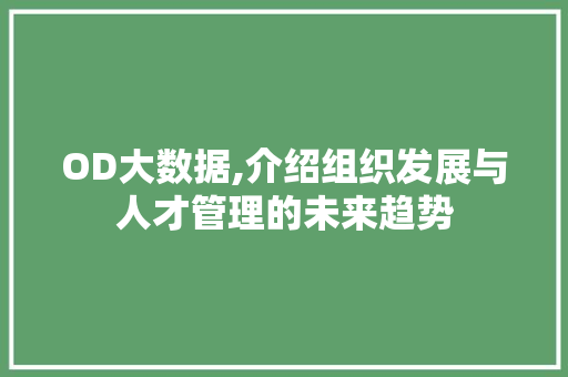 OD大数据,介绍组织发展与人才管理的未来趋势